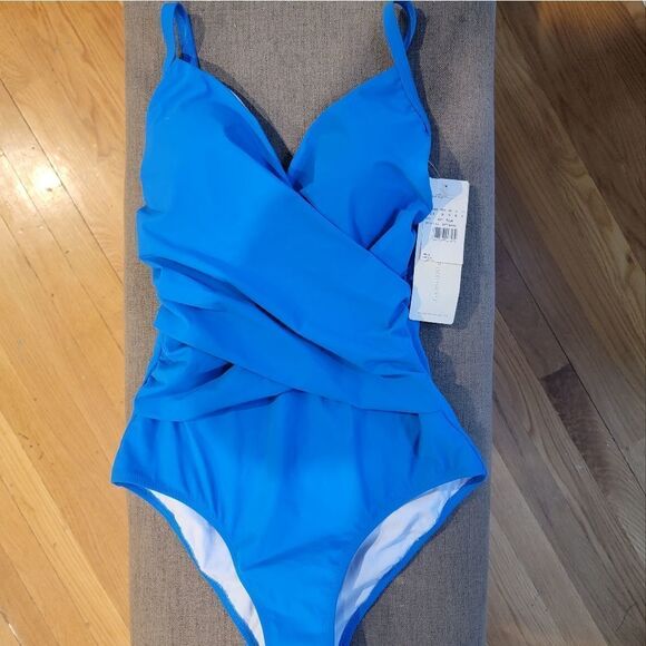 Gottex Royal Blue Women's Ruched and Twisted One-Piece Swimsuit Size 8 - Picture 6 of 14